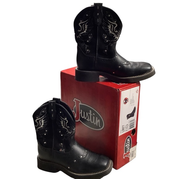 Justin Boots Women's Black Cowboy Boots BRAND NEW W/BOX - Picture 3 of 15